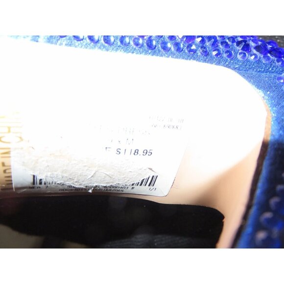 Lauren Lorraine Cobalt Blue Rhinestone Embellished Leather Stilettos Pumps sz 9 - Picture 11 of 13